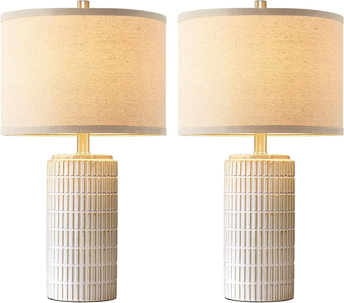 AIEAMPDO 23'' Set of 2 Modern Ceramic Table Lamps for Living Room Bedroom