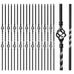 16 Pcs Wrought Iron Balusters for Staircase Interior, 44" Hollow Double Basket with Double Twist Metal Stair Spindles Balusters, 1/2" Balusters for Staircase Decorative - Matte Black
