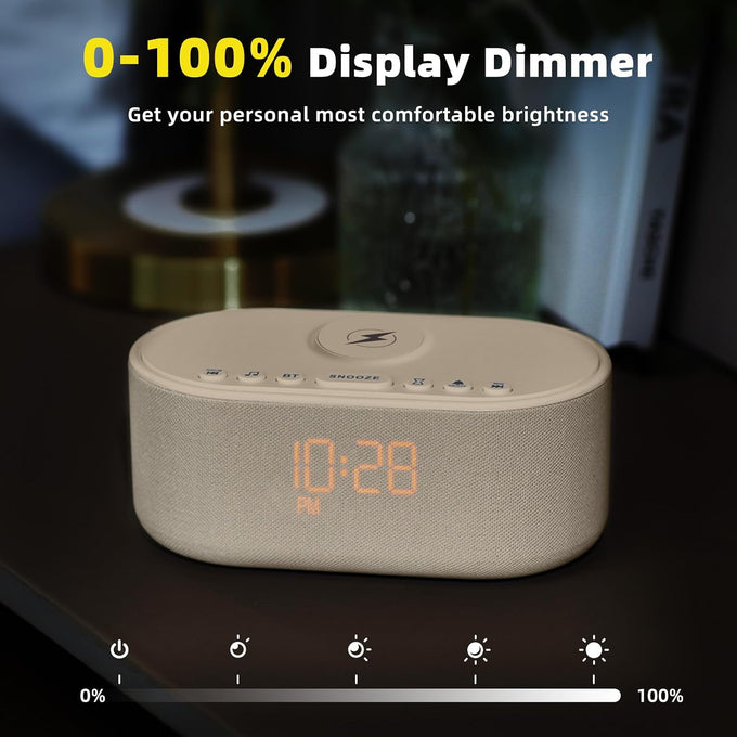 Odokee Sound Machine Alarm Clock for Bedrooms with Wireless Charging