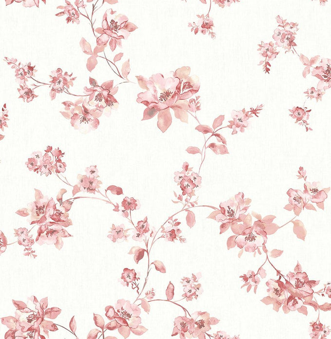 Chesapeake, Cyrus Festive Floral Wallpaper, Blue, Floral & Garden, Transitional, Non-Pasted Woven, 20.5-in x 33-ft
