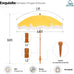 7ft Patio Beach Umbrella with Fringe, Outdoor Umbrella for Poolside, Yellow
