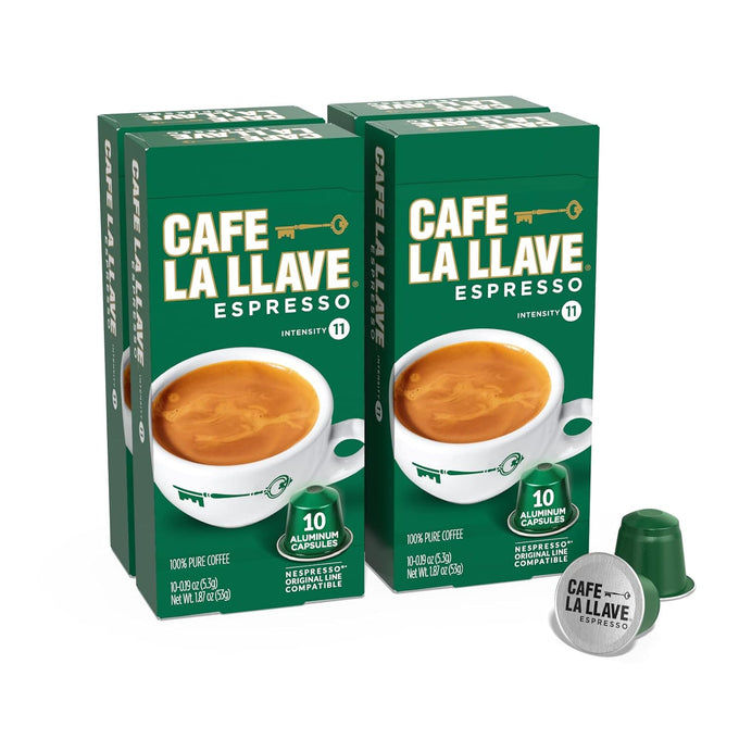 Café La Llave Espresso Aluminum Capsules, Dark Roast, 80ct