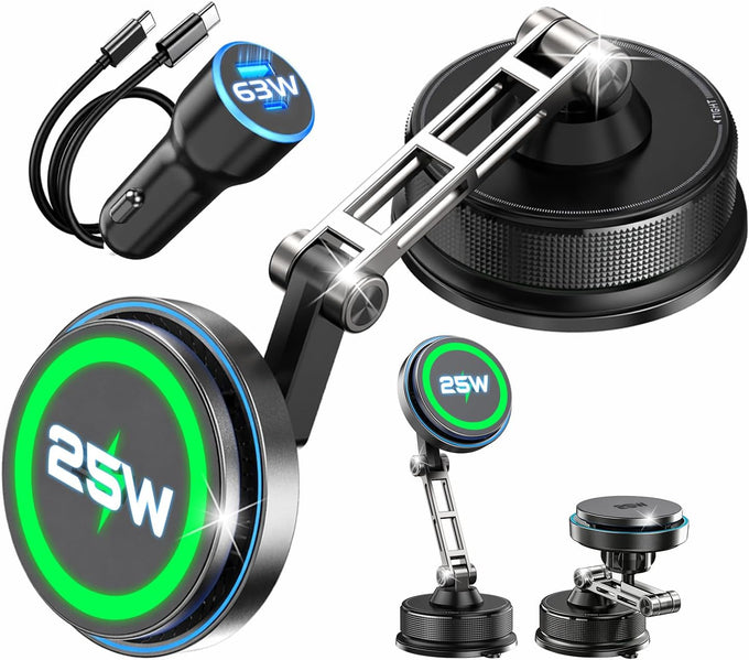 25W for Magsafe Car Mount Charger, Vacuum Magnetic Wireless Car Charger
