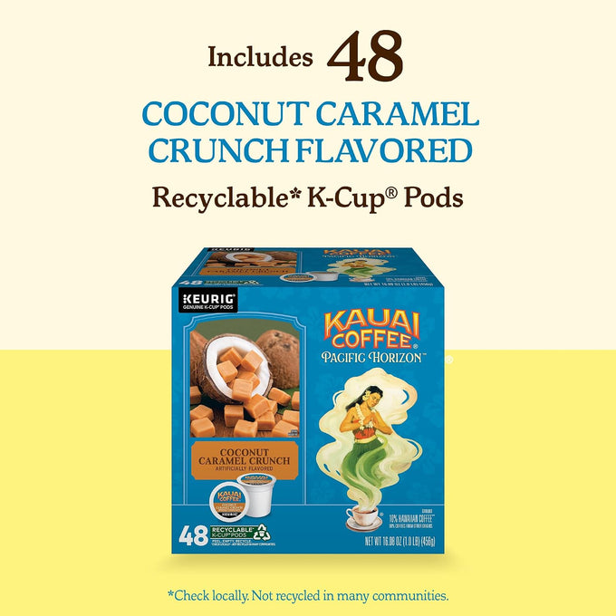 Kauai Coffee K-Cup Pods - Coconut Caramel Crunch, 48 K-Cup Pods