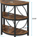 Tribesigns Half Round End Table for Living Room, 3-Tier Half Circle Side Table with Metal Frame, Industrial Half Moon Table, Half Coffee Accent Table Bedside Table for Bedroom, Brown