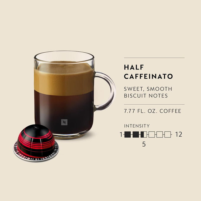 Nespresso Vertuo, Half Caffeinato, Mild Roast, 30-Count Coffee Pods