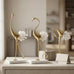 suruim Elegant Gold Crane Bird Statues with Crystal Tail Accents, Decorative Brass Figurines for Home Decor (White B)