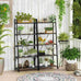 BON AUGURE 5 Tier Ladder Shelf, Leaning Bookshelf, Wood Metal Storage Shelf