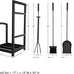 Lavish Home Fireplace Tool Set and Log Rack, Matte Black, 5-Piece-Set