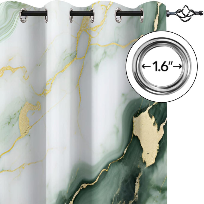 Marble Blackout Curtains for Bedroom Living Room, Turquoise Marble Curtains & Home Decor, Abstract Luxury Window Treatments, Thermal Grommet Nordic Modern Drapes, 96" Curtains 2 Panel Set