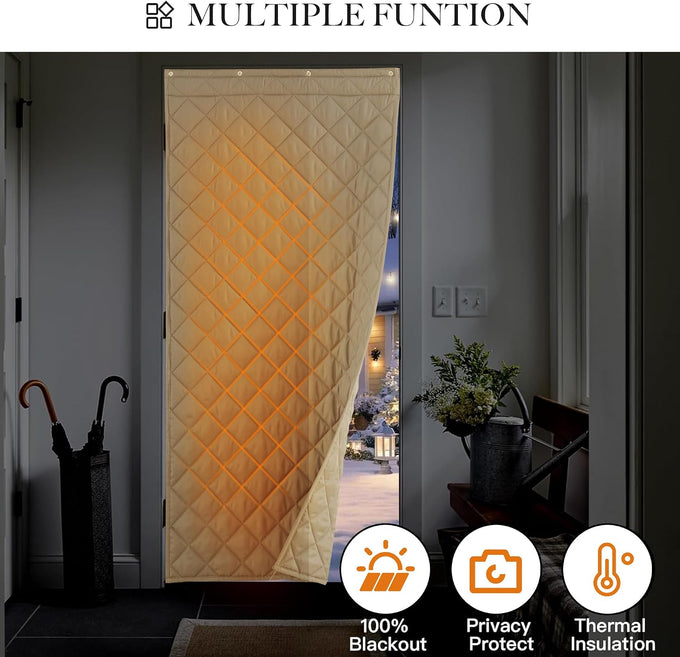 RYB HOME Thick Quilted Thermal Insulated Door Curtain for Winter, W42 x L86