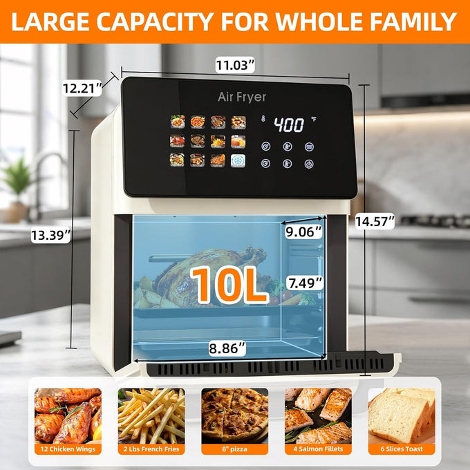 10L Black Air fryer Oven & Multifunctional Digital Rotisserie