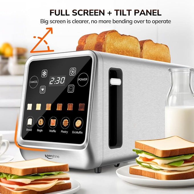 Keenstone 4 Slice Touch Screen Toasters with Wide Slot, Stainless Steel