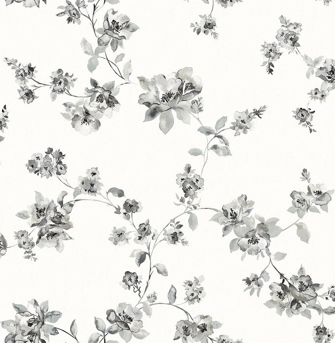 Chesapeake, Cyrus Festive Floral Wallpaper, Blue, Floral & Garden, Transitional, Non-Pasted Woven, 20.5-in x 33-ft