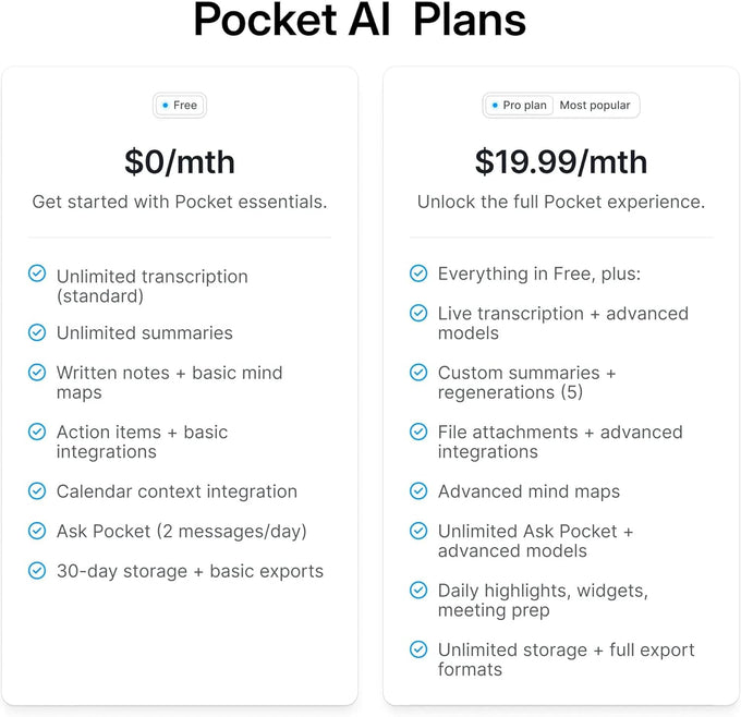 Pocket AI Voice Recorder, Auto Transcription, AI Note Taker, Space Grey