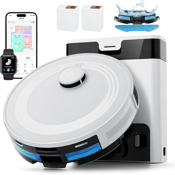 Lefant Robot Vacuum and Mop Combo with Self Emptying, 6000Pa, M2 Pro