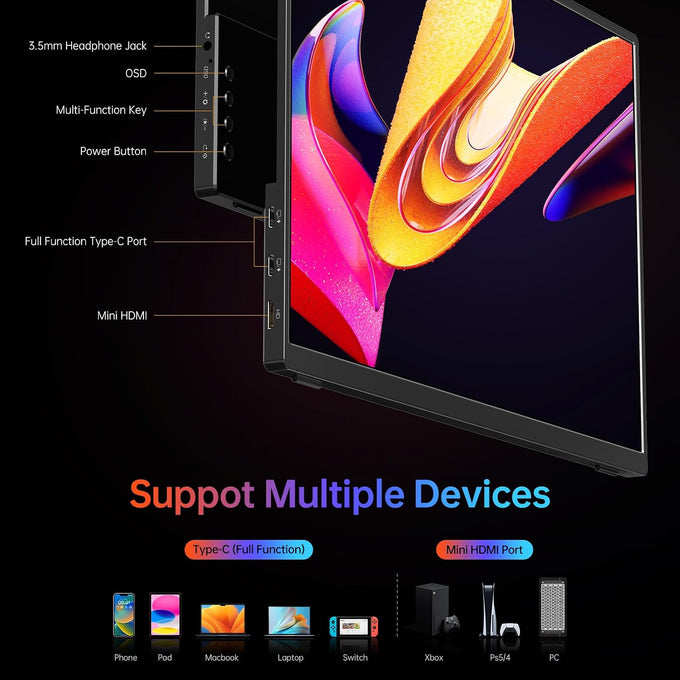 VILVA 14" 1200p USB-C HDMI HDR Portable Monitor