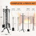 Gtongoko 32" Fireplace Tools Set, 5-Piece Solid Wrought Iron with Stand