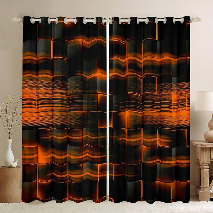 Feelyou Red and Black Curtains for Bedroom Living Room (2 Panels, 52 x 96 Inch) Kids Light Geometric Blackout Curtains Boys Darkening Drapes Modern Style Window Treatments