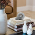 Marble Chain Link Decor - Small Bookshelf Decorative Object, Marble Decor Mid Century Modern Marble Accent for Neutral Home Decor, Room Decor, 3x4x3 Inches (White Chain)