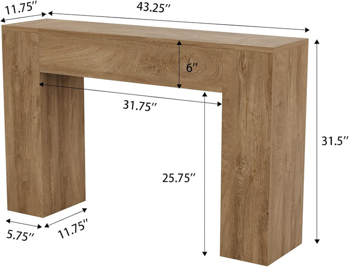 Epecoya 43-Inch Wood Console Table for Entryway, Light Oak Brown