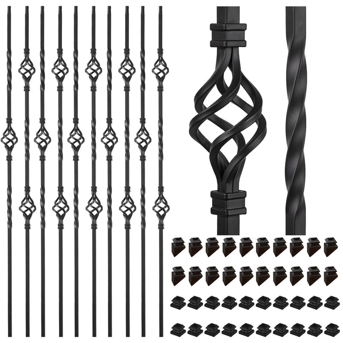 1/2" Wrought Iron Oval Balusters - Hollow Square Balusters-10p