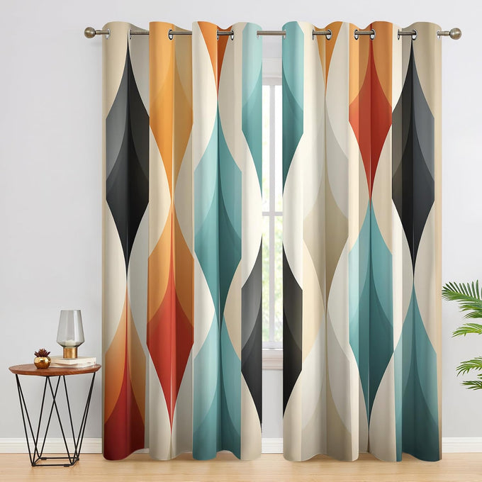 Mid Century Modern Curtains 84 Inch 2 Panels, Home Essentials