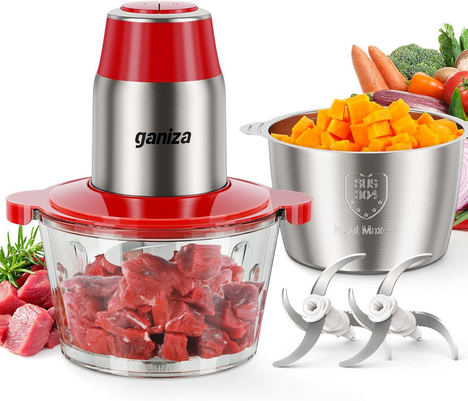 Ganiza Food Processors with 2 Bowls, 450W Meat Grinder Vegetable Chopper