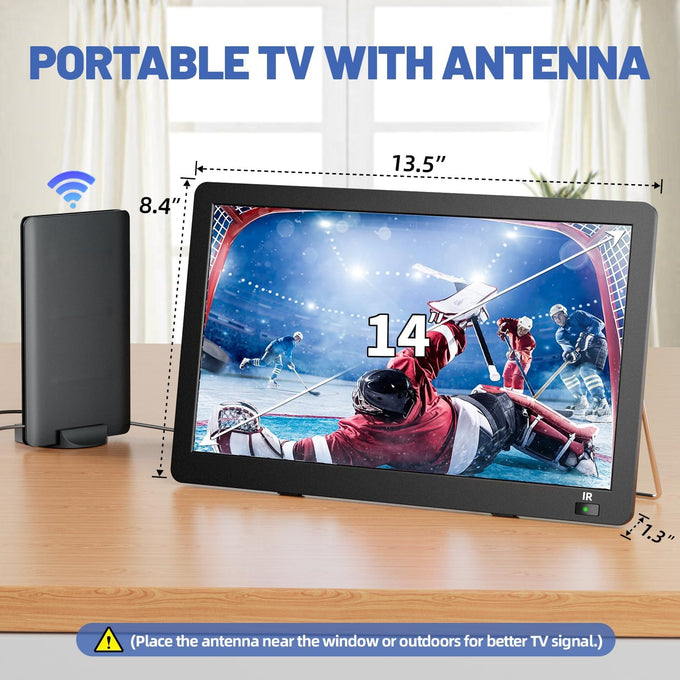 14 inch Portable TV with Upgraded Antenna, LCD Monitor 1080P