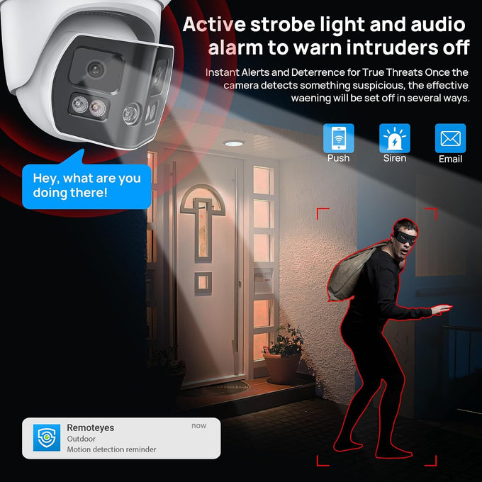 VIKYLIN 4K 8MP Dual Lens PoE IP Security Camera with 180° Panoramic Angle
