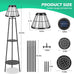 2 Pack Solar Lights with Plant Stands, 45.4'' Waterproof Outdoor Metal Solar Floor Lamps for Patio Deck Yard Pathway Porch Garden