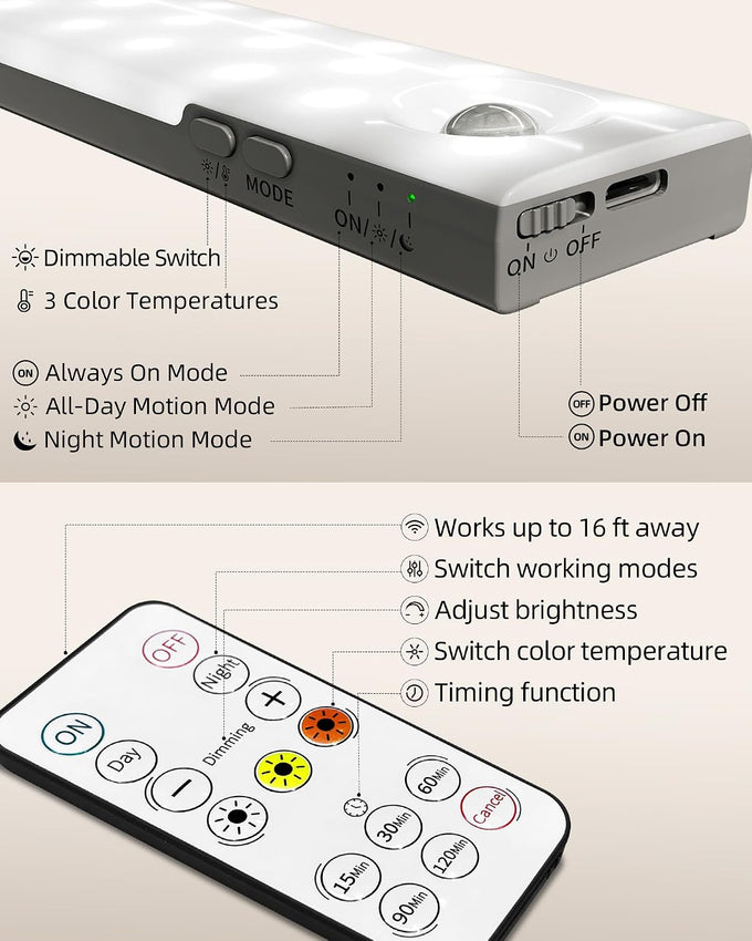 EZVALO Under Cabinet Lighting with Charging Station, Motion Sensor Lights
