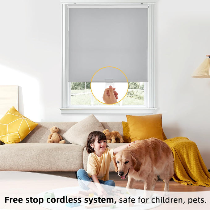 ChrisDowa Blackout Roller Shades,Cordless Blinds for Indoor Windows
