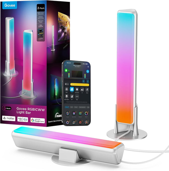Govee Smart Light Bar, RGBICWW TV Lights for Living Room, Gaming, Black