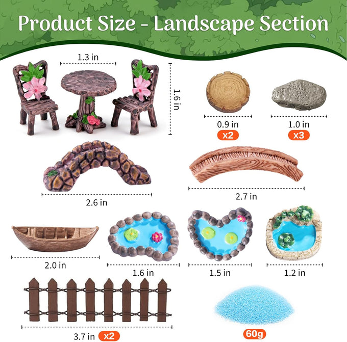 115Pcs Fairy House Kit Mini Fairy Garden Accessories Outdoor Supplies Decor