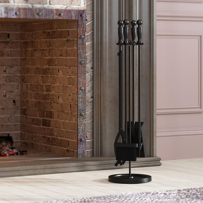 Fire Beauty 5Pcs Iron Fireplace Tools Set 31 Inch Indoor Fire Pit(Black)