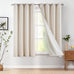 jinchan Lined Linen Curtain 84 Inch Light Filtering Grommet 1 Panel Beige