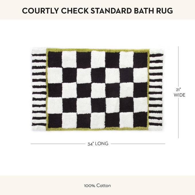 MACKENZIE-CHILDS Washable Bath Rug, 21x34, Black-and-White Courtly Check