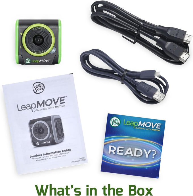 LeapFrog LeapMove Active Learning Video Game System for children aged 4-7 years. This interactive system features 25 preloaded games and adventures, exploring math, spelling, and phonics through movement across three learning levels.