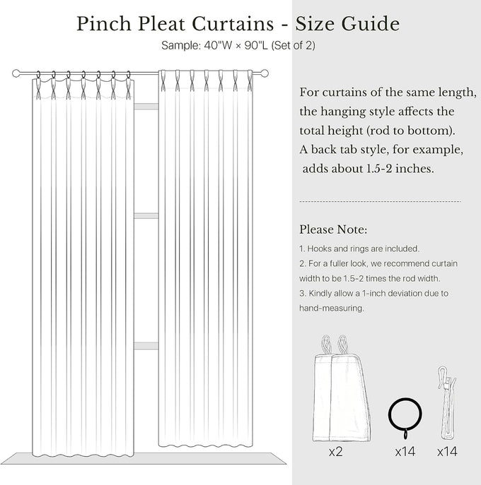 NICETOWN PRO 40x108 Natural 100% Full Blackout Faux Linen Curtains, Set of 2 Panels, 6cm High Temperature Pleated Back Tab Drapes for Living Room, Thermal Insulated Window Treatments, Elegant Style