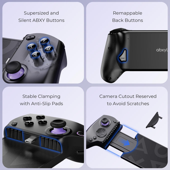 abxylute S8 Lite Type-C Mobile Gaming Controller for iPhone 18 Pro Max/iPhone Duo, iPhone15/16/17, iPad Mini 6/7 Android Phones Tablets, Portable Gamepad with Hall Joystick, Hall Trigger, Customizable Buttons＆Key Mapping, Plug and Play (black)