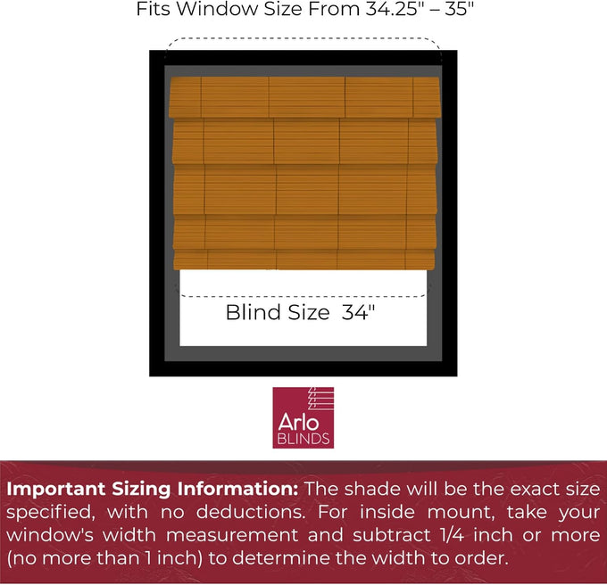 ARLO BLINDS Bamboo Roman Shades w/Valance 34" W x 60" H, Tuscan