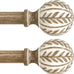 QDWIS 2 Pack Boho Wood Curtain Rods for Windows 48 to 84 inch,1" Adjustable Heavy Duty Window Curtain Rod with Imitation Wood Grain Finials,Rustic Decorative Drapery Rods Set 36-88'',Weathered Wood