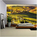 wall26 - Tuscany, Rural Sunset Landscape. Countryside Farm, Cypresses Trees, Green Field - Removable Wall Mural | Self-Adhesive Large Wallpaper - 66x96 inches
