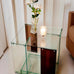 Acrylic End Table Square: 2-Tier Nightstand Desk Clear Green Brown