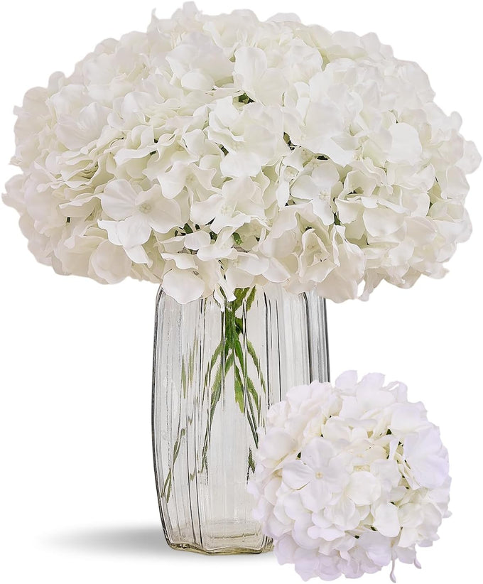 80 PCS White Hydrangea Artificial Flowers, Ivory Silk Full Flowers Heads with Stems for Wedding Centerpieces, Home, Garden, Baby Shower, Party Decoration