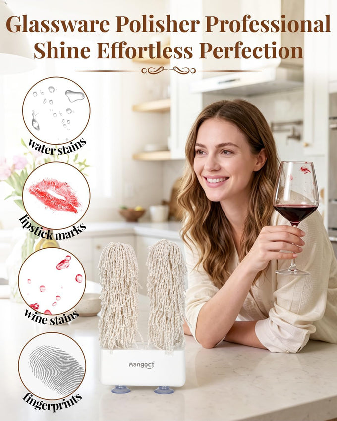 Wine Glass Polisher Machine for Home,600 RPM Dries Quick Clean