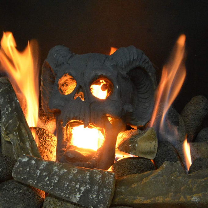 Stanbroil Fire Pit Skull Gas Log for Fireplace Halloween Decor
