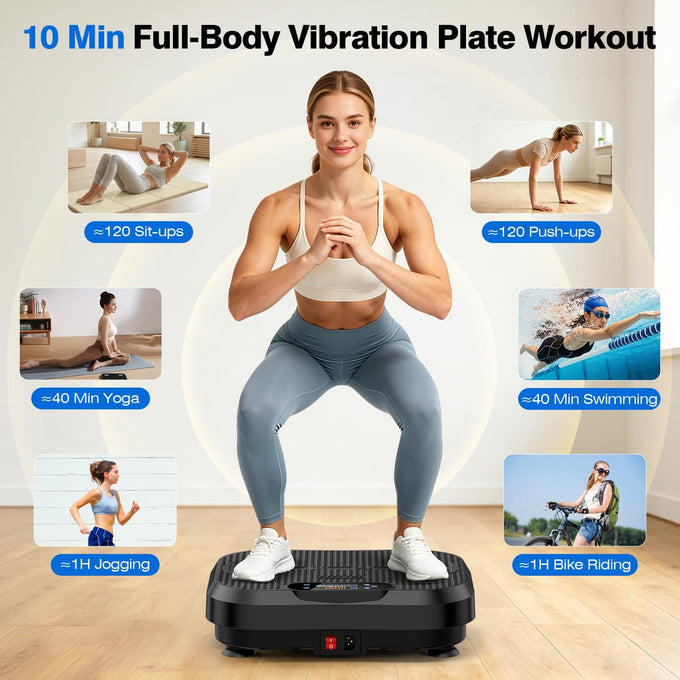 Vibration Plate Exercise Machine 199 Speeds Lymphatic Drainage Black