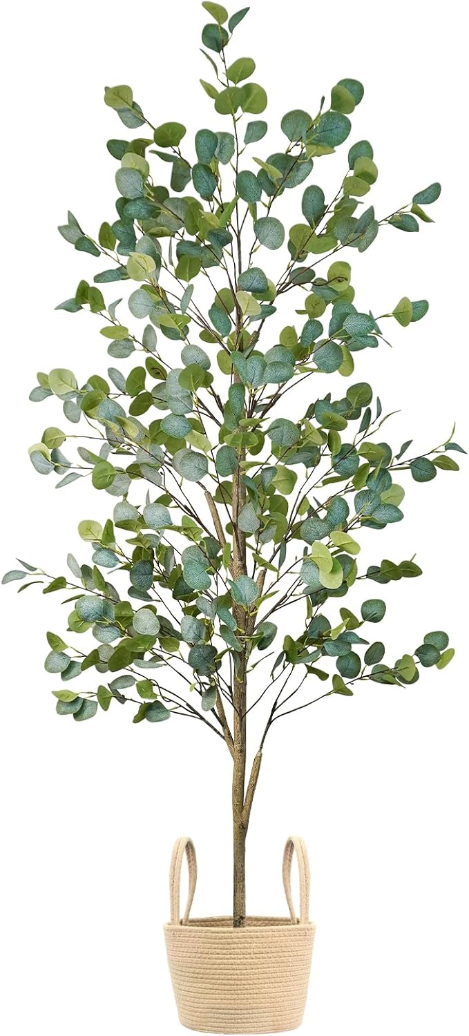 Caxchiling Artificial Eucalyptus Tree 6FT, Faux Floor Tree Indoor Outdoor